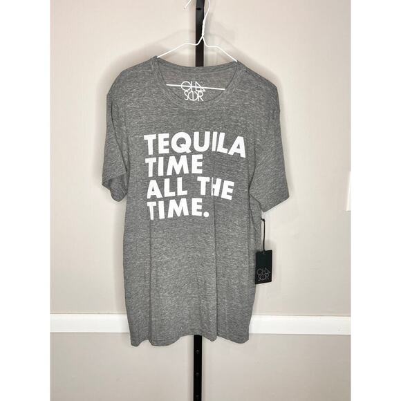 Chaser Tequila Time Gray Short Sleeve Graphic Crewneck T-Shirt Size Large NWT - Picture 2 of 8